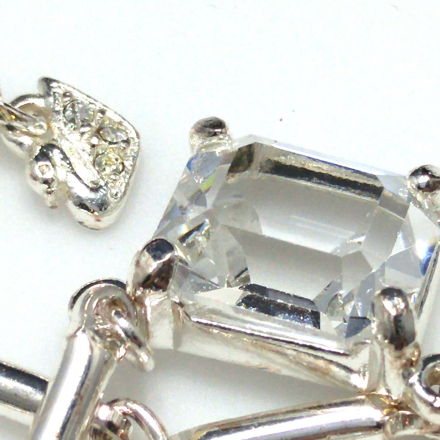 Vintage Swarovski Swan Logo Emerald Cut Crystal Necklace & Bracelet Set 1990s