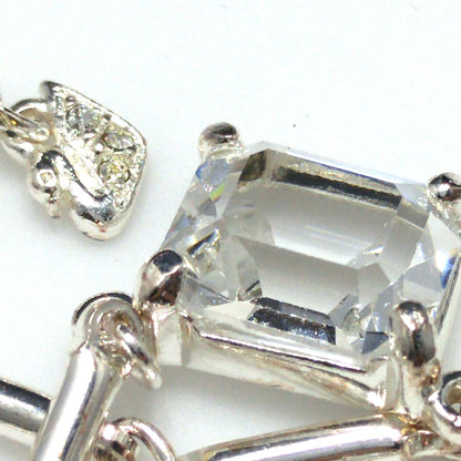 Vintage Swarovski Swan Logo Emerald Cut Crystal Necklace & Bracelet Set 1990s