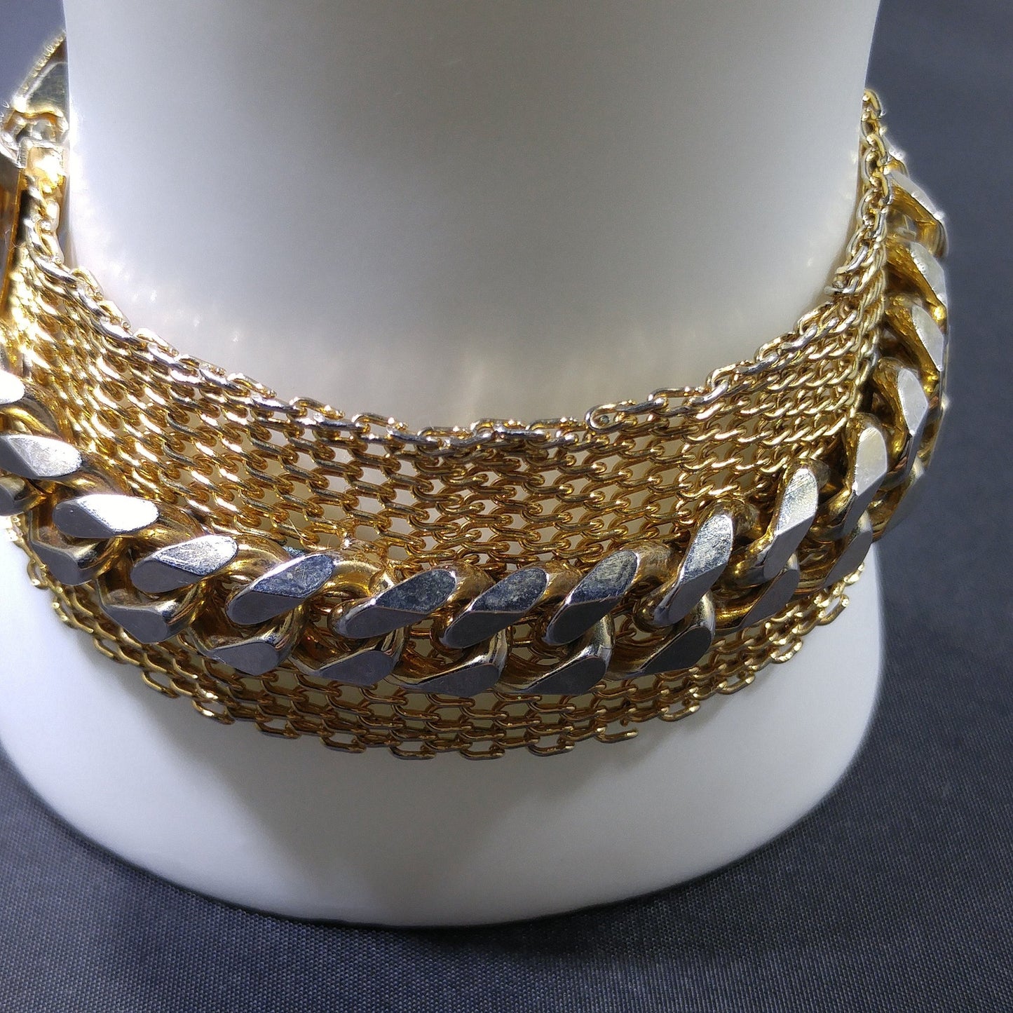 Hattie Carnegie Mesh Chain Bracelet, Gold Plated, 1950s Vintage Jewelry