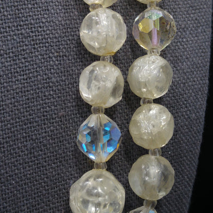 Laguna Crystal Bead Faux Crackle Glass Necklace, Lucite Beads, 1950s Vintage Jewelry
