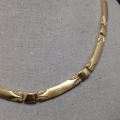 Monet Satin Finish Choker Necklace, Gold Plated, 1950 Vintage Jewelry