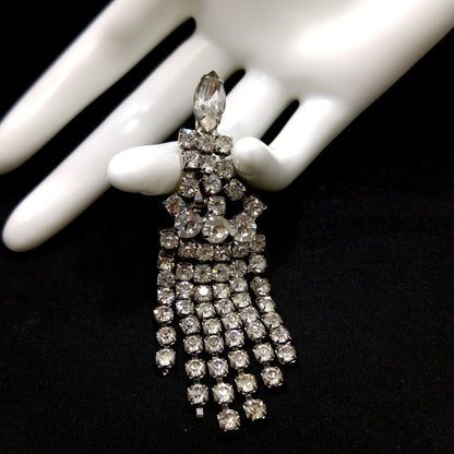 Vintage Kandell & Marcus N.Y. Brooch, Chandelier Clear Rhinestone Pin, 1940s