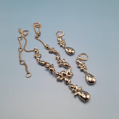 Vintage Givenchy Necklace & Earrings Set – Gold Tone Crystal Teardrop Jewelry