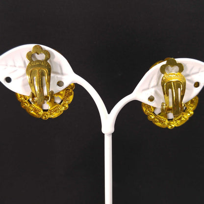 West Germany Loving Embrace Clip Earrings, Sand Glass, 1950s Vintage Jewelry