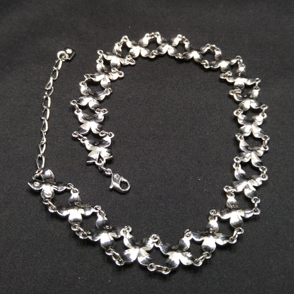 Vintage Swarovski Swan Logo Pearl Rhinestone Floral Choker Necklace 1990s