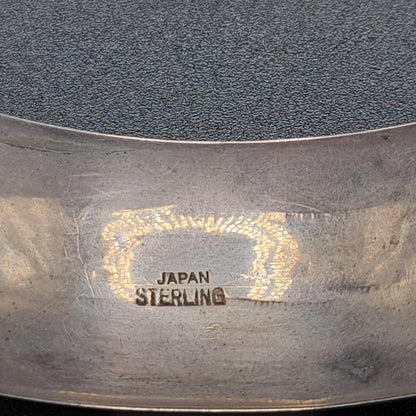 Vintage Japanese Sterling Cuff Bracelet, Mt. Fuji Pagoda Japanese Scene Panorama, 1960s Jewelry