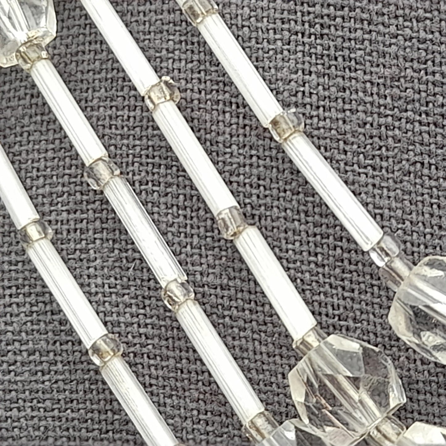 Vintage Japan Clear Flat Top Crystal Beaded Necklace, 1950s