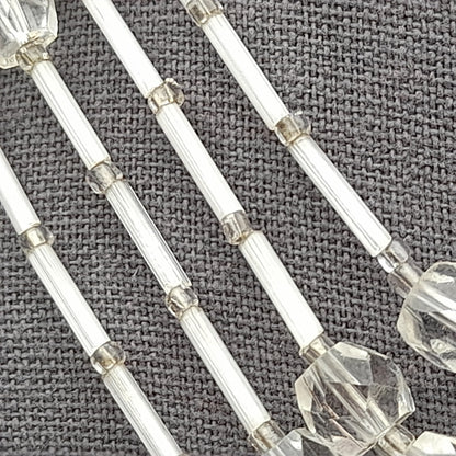 Vintage Japan Clear Flat Top Crystal Beaded Necklace, 1950s