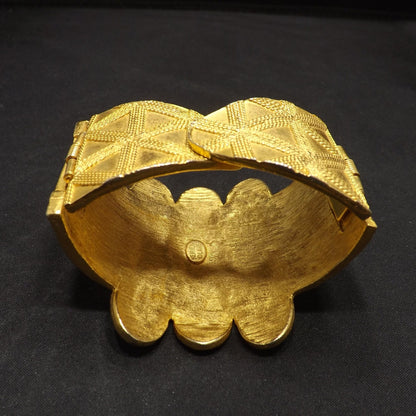 Kenneth Lane Large Hinged Bracelet, Gold Plated, Vintage Jewelry
