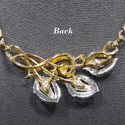 Crown Trifari Rhinestone Pendant Necklace, Snake Chain, 1950s Vintage Jewelry