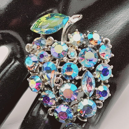 Vintage Lisner Blue Aurora Borealis Fruit Brooch