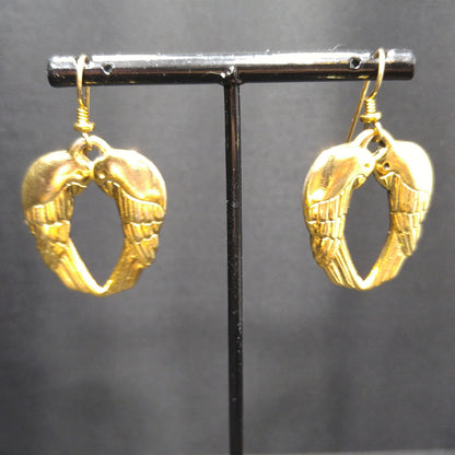Vintage Laurel Burch Song Sparrows Earrings, Gold Plated