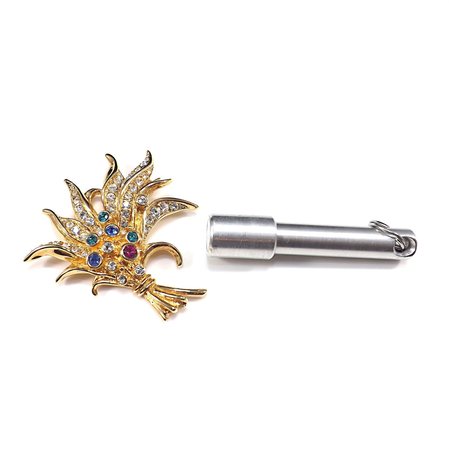 Swarovski Floral Brooch, Multicolored Rhinestones, Swan Logo, Floral Bouquet