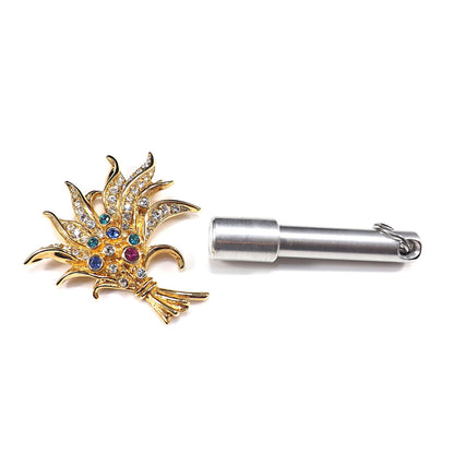 Swarovski Floral Brooch, Multicolored Rhinestones, Swan Logo, Floral Bouquet