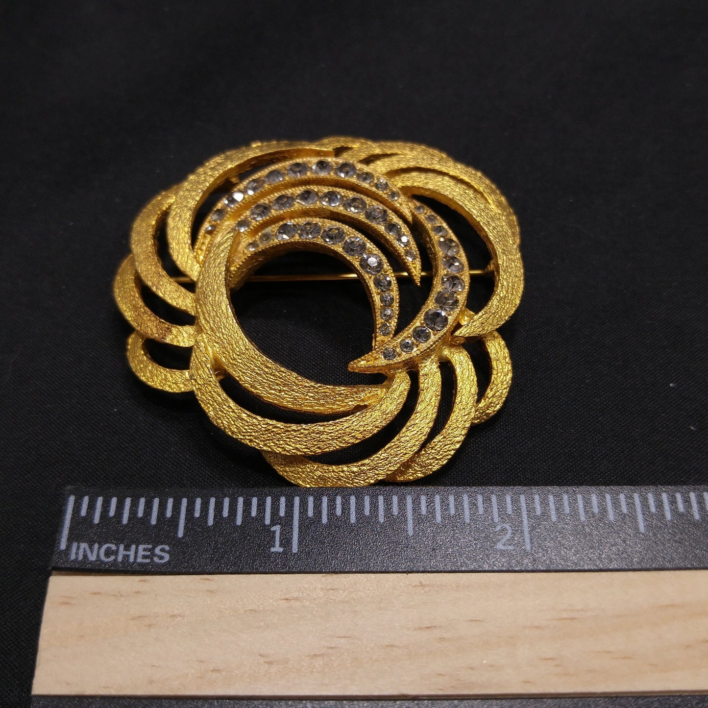 Eisenberg Ice Gold Plated Rhinestone Brooch, 1970s Vintage Jewelry