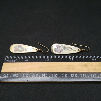 Vintage Laurel Burch "Wild Anthurium" Dangle Earrings, Gold Plated, 1980s