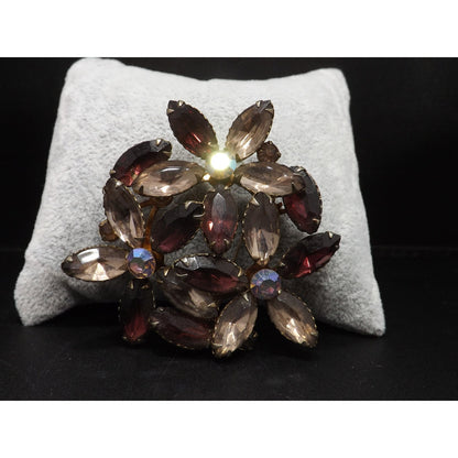 Floral Purple Lilac Floral Brooch, Riveted Construction, 1950s Vintage Jewelry
