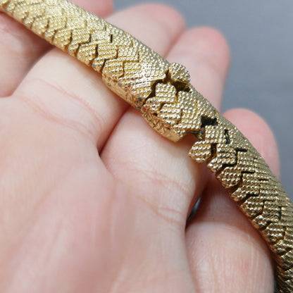 Vintage CINER Gold Plated Snake Zig Zag Choker Necklace