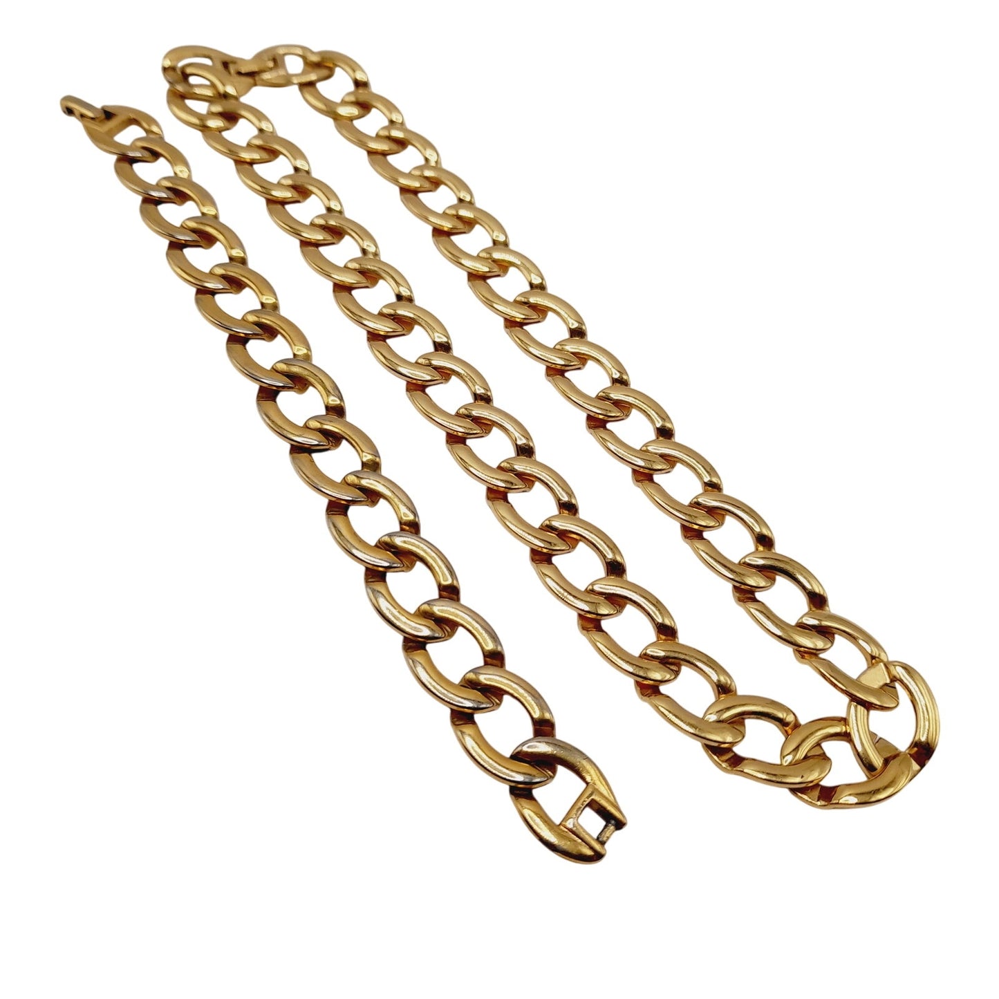 Vintage MONET Gold Plated Chain Necklace & Bracelet Set – Bold Links