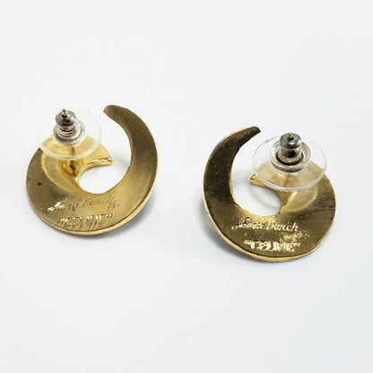 Vintage Laurel Burch "Celine" Bird Earrings, Gold Plated Cloisonne &Enamel, 1980