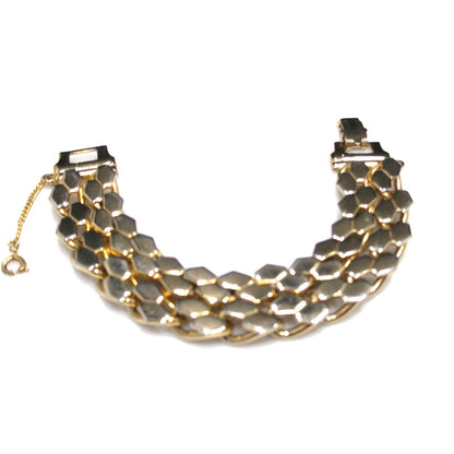 Snake Pattern Gold Plated Bracelet, Safety Chain, 1960s Vintage Jewelry