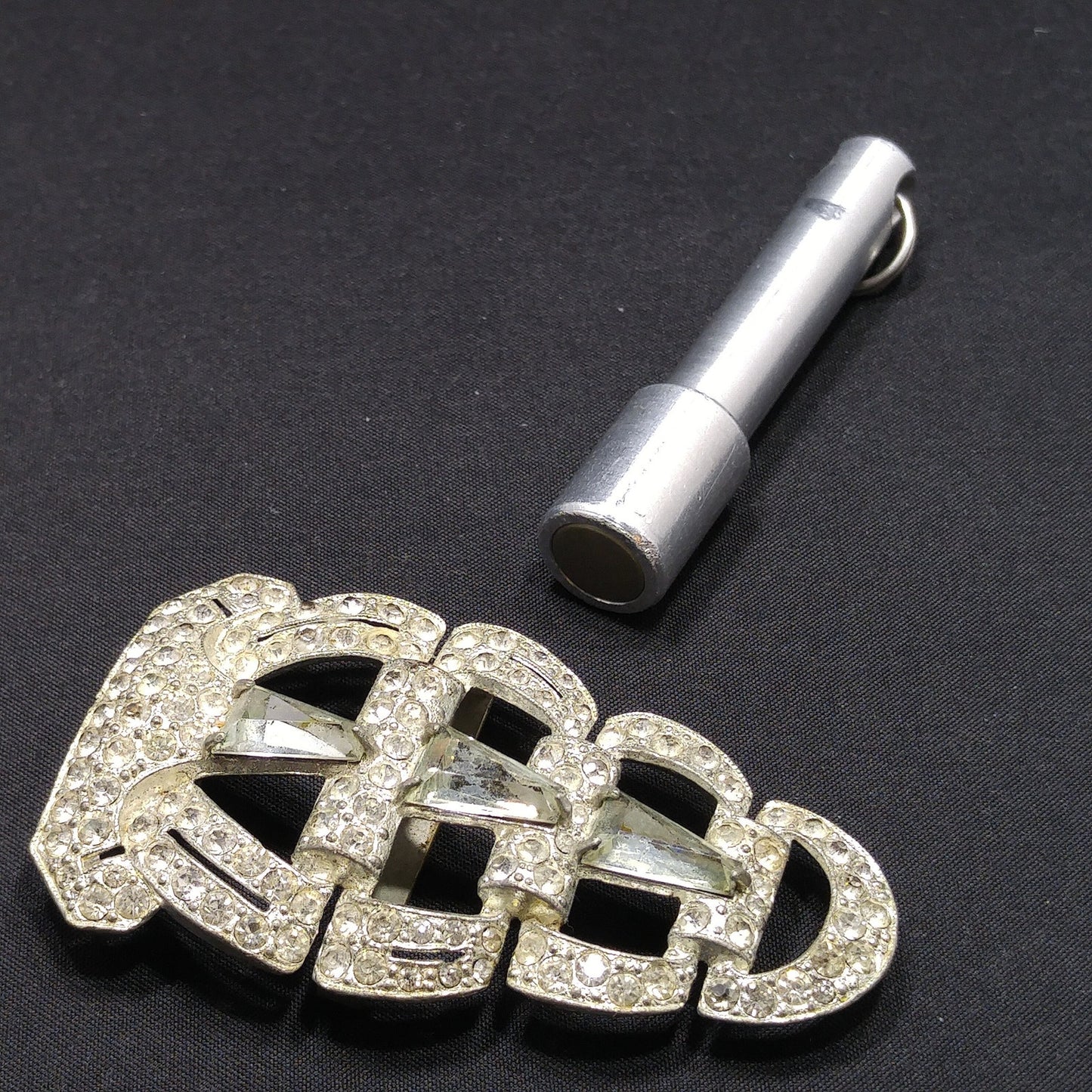 Vintage Clear Rhinestone Ladies Belt Buckle, Pot Metal, 1930s Vintage Accessories