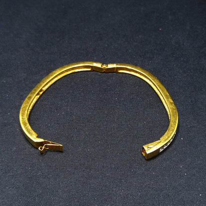 Vintage Swarovski Gold Plated Bangle Bracelet with Crystal Rhinestones, Swan Logo