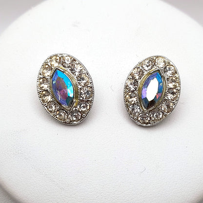 Bogoff Blue Rhinestone Rhodium Plated Choker Necklace Clip Earrings Set
