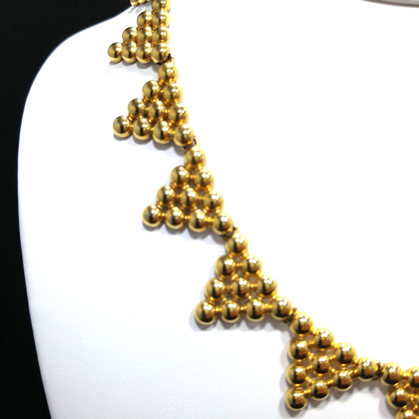 Monet Mid-century Triangle Balls Choker Necklace, Gold Plated, 1950s Vintage Jewelry