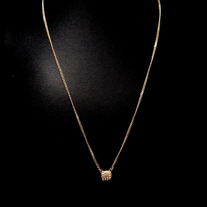 Givenchy Rose Gold Pendant Necklace – Pave Clear Rhinestones – 1990s Vintage Jewelry