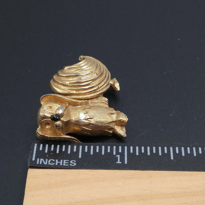 Eisenberg Pekinese Dog Brooch, Gold Plated, 1950s Vintage Jewelry