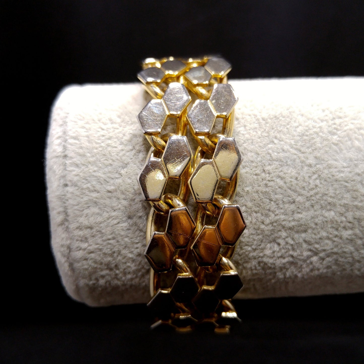 Snake Pattern Gold Plated Bracelet, Safety Chain, 1960s Vintage Jewelry