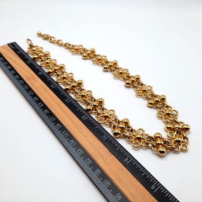 Vintage Monet Designer Matte Gold Plate Etruscan Style Choker Collar Necklace