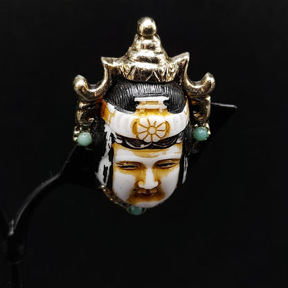 Selro Selini Oriental Asian Design Clip Earrings, Unsigned, 1950s Vintage Jewelry
