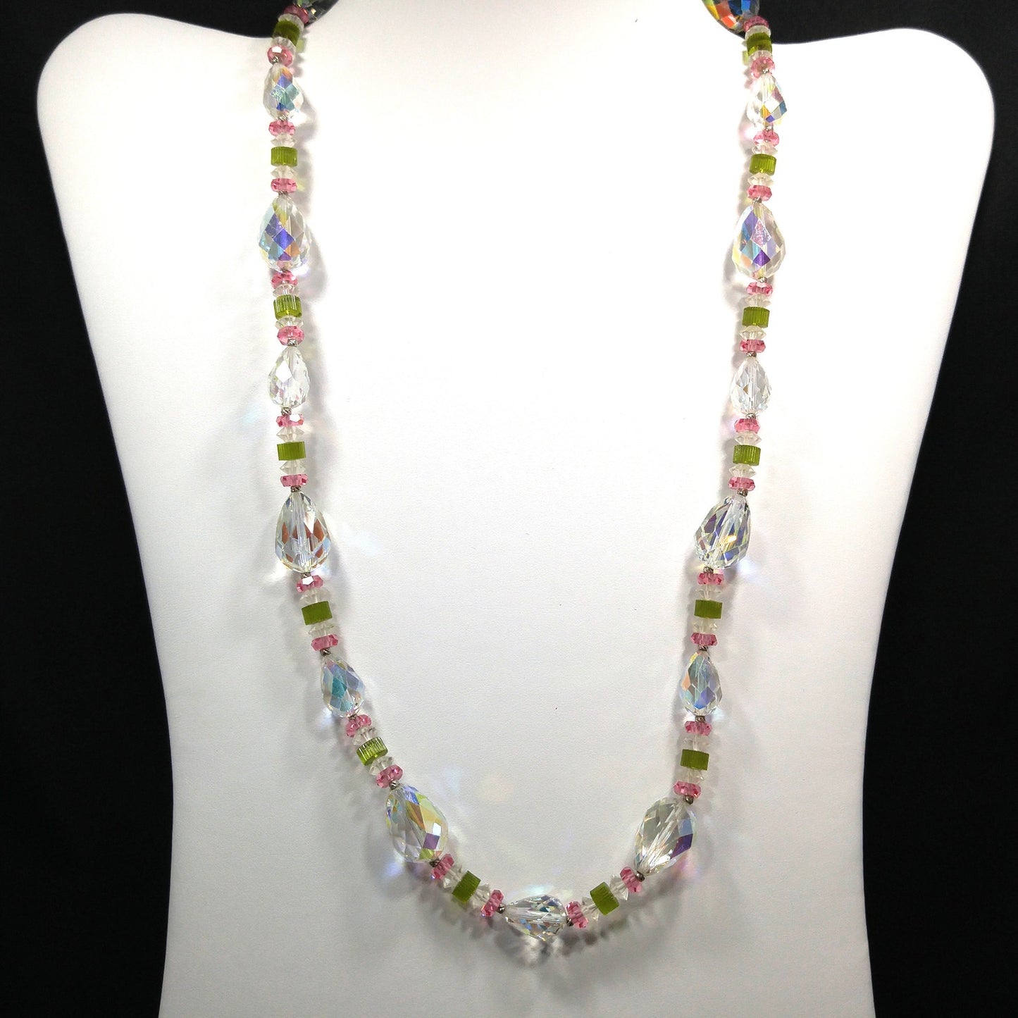 Vendome Crystal Necklace, 1960s Vintage Jewelry with Pear Shaped Swarovski Beads