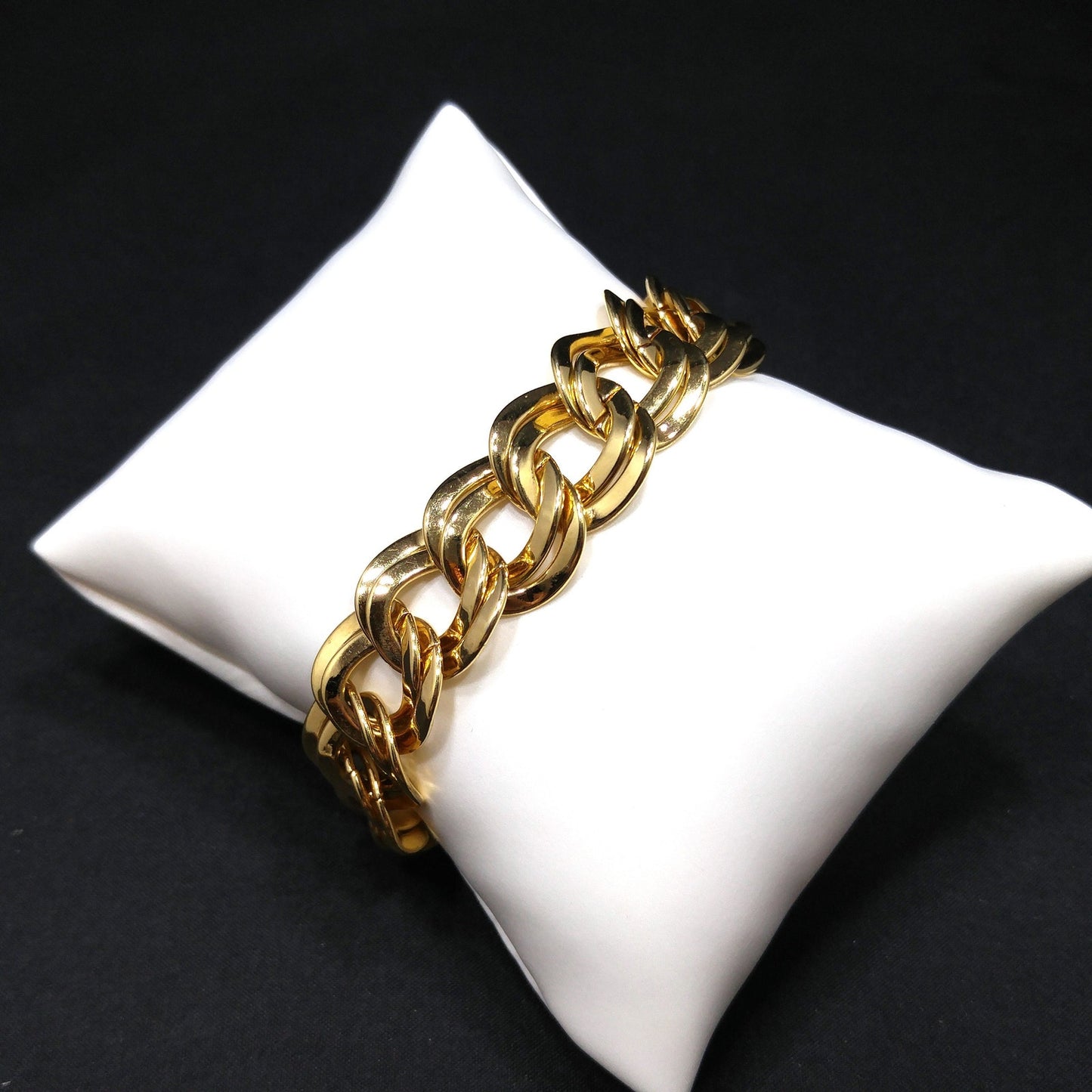 Monet Chunky Necklace Bracelet Brooch Earrings Set, Gold Plated, 1980s Vintage Jewelry