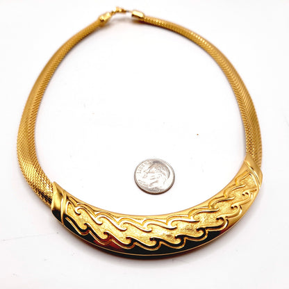 Vintage Christian Dior Mesh Choker Gold Plated Necklace