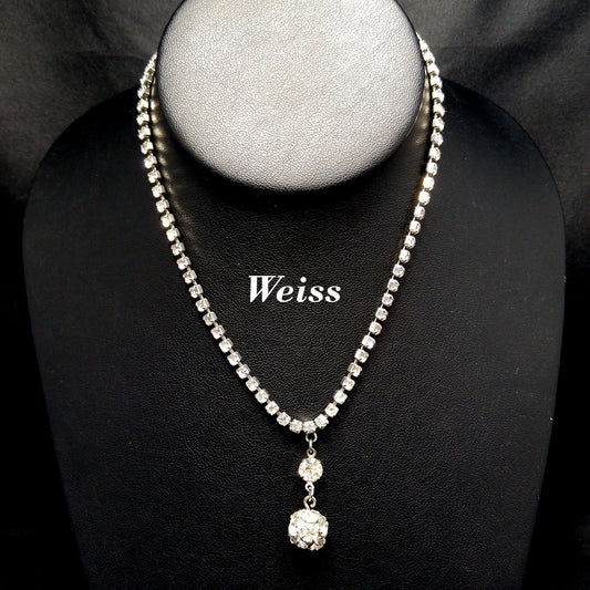 Weiss Clear Rhinestone Choker Necklace, Wedding Necklace, 1950s Vintage Jewelry