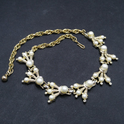 Kramer Faux Pearl Necklace Clip Earrings Set, 1960s Vintage Jewelry