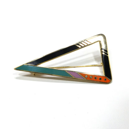 Vintage Laurel Burch "Zemi" Geometric Brooch, Triangle, Gold Plated, 1980s