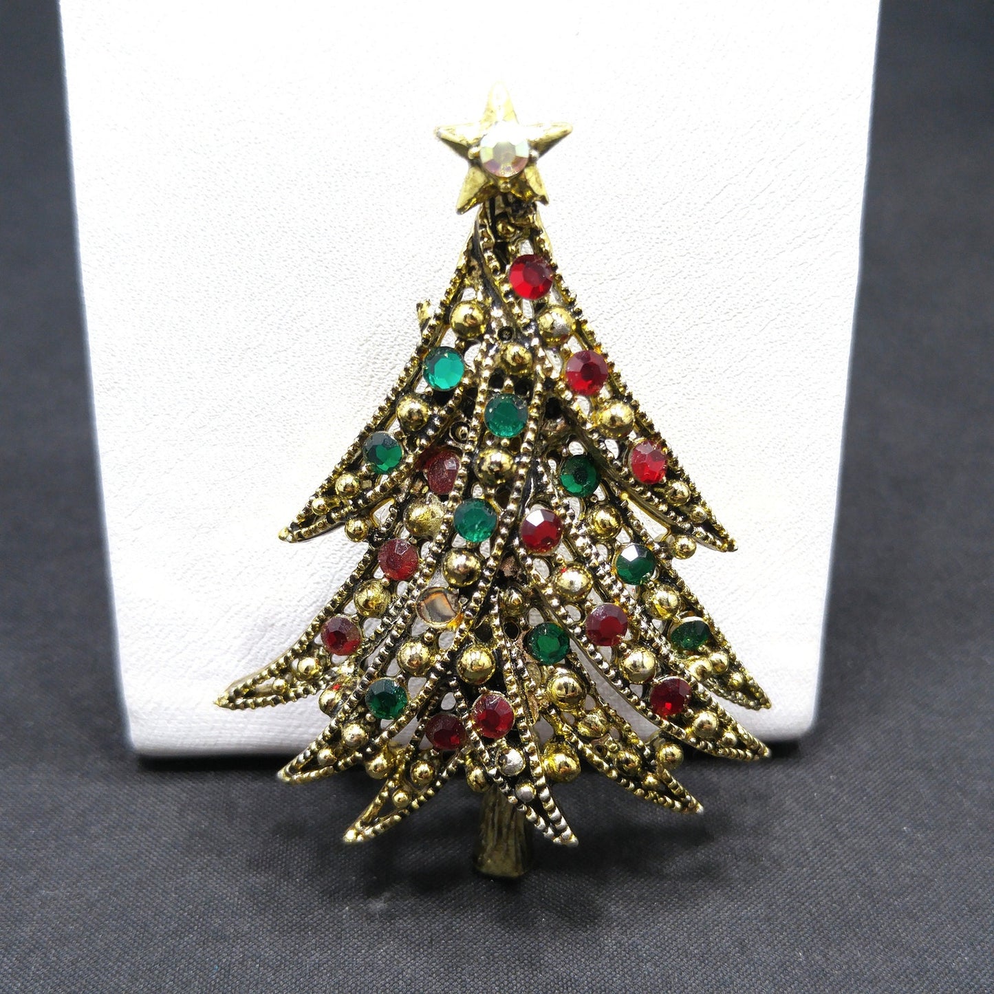 Hollycraft Christmas Tree Brooch, "Ribbon Tree", 1950s Vintage Jewelry