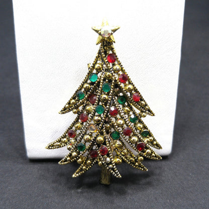 Hollycraft Christmas Tree Brooch, "Ribbon Tree", 1950s Vintage Jewelry
