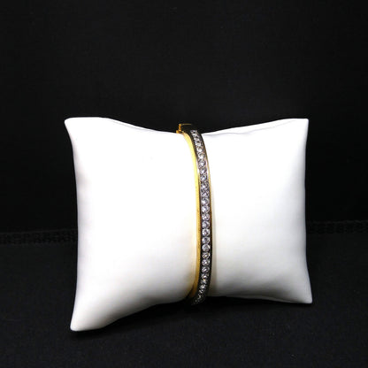 Vintage Swarovski Gold Plated Bangle Bracelet with Crystal Rhinestones, Swan Logo