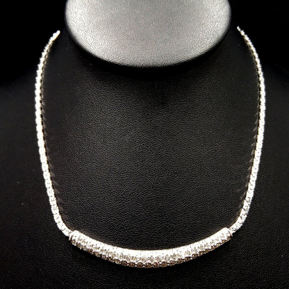 Vintage Swarovski Necklace – Rhodium Plated Pavé Clear Rhinestones, 1990s
