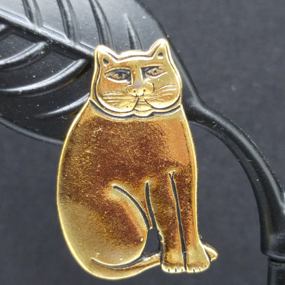 Vintage Laurel Burch Cat Post Earrings, Sitting Cats, Gold Plated
