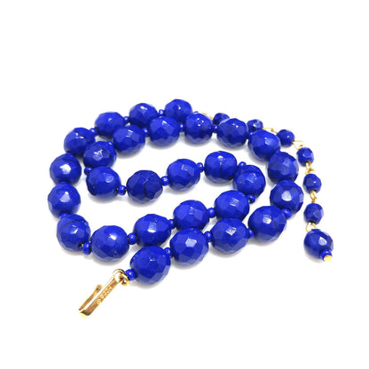 Hobe' Cobalt Blue Beaded Necklace, Strung on Chain, 1950s Vintage Jewelry