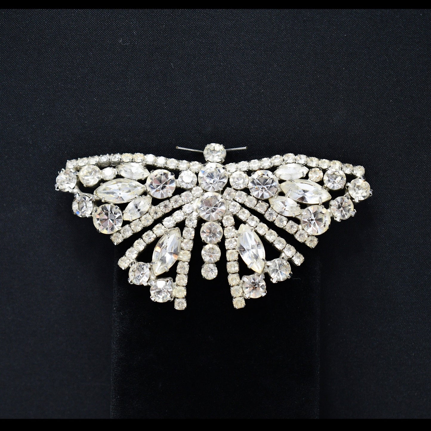Tammey Jewels Clear Rhinestone Butterfly Brooch, 1960s Vintage Jewelry