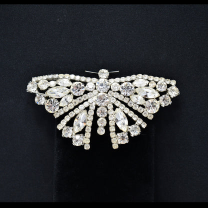 Tammey Jewels Clear Rhinestone Butterfly Brooch, 1960s Vintage Jewelry
