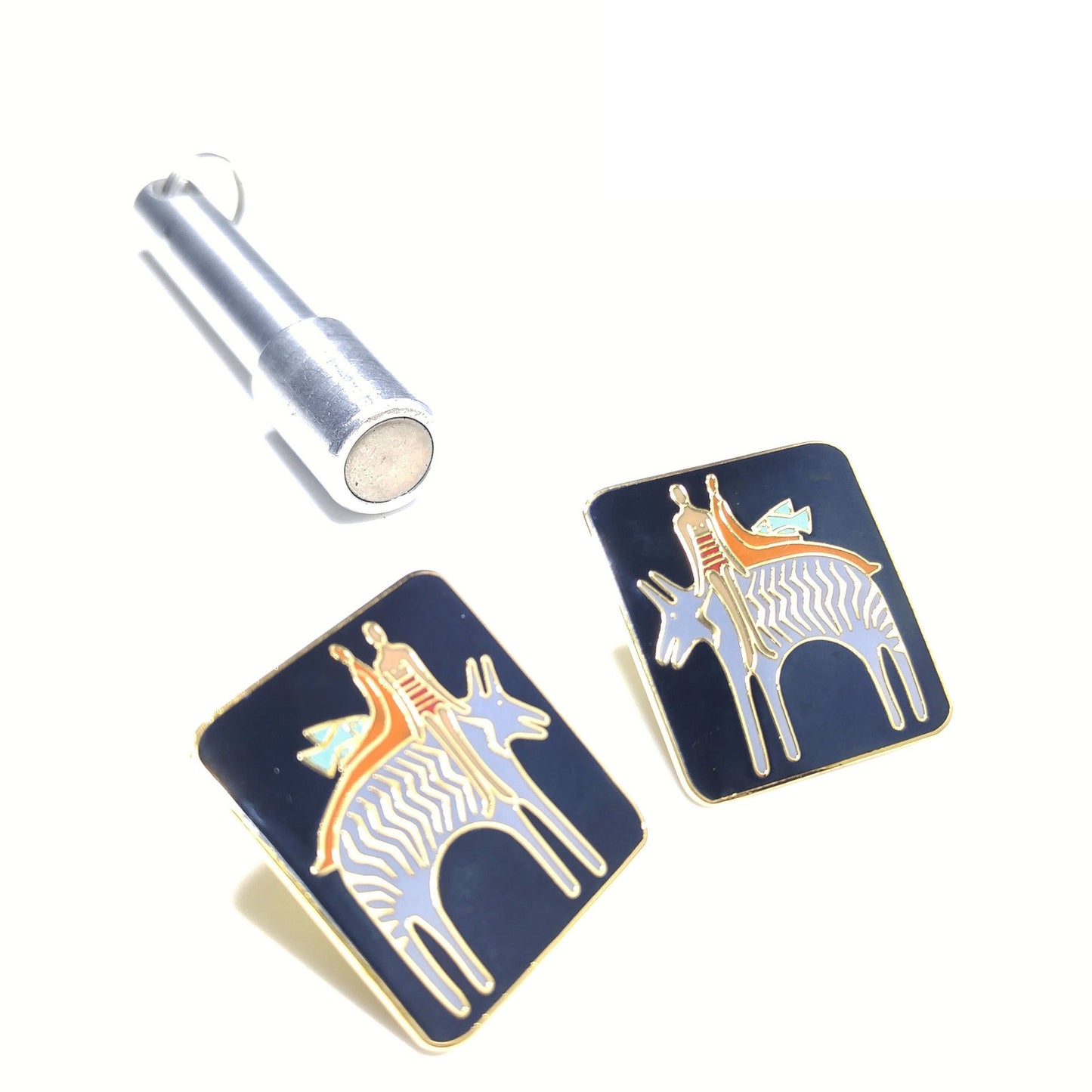 Laurel Burch "Fantasy Friends" Post Earrings, Gold Plated, 1980s Vintage Jewelry