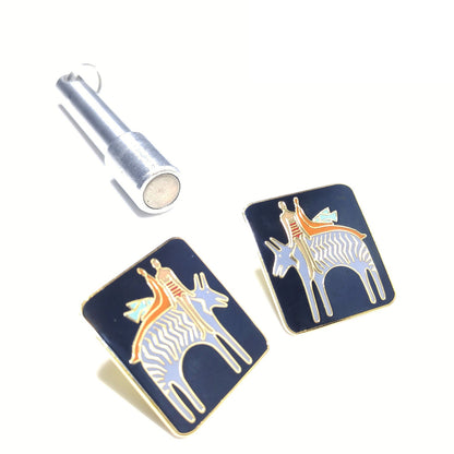 Laurel Burch "Fantasy Friends" Post Earrings, Gold Plated, 1980s Vintage Jewelry